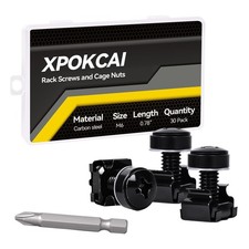 30-Pack M6 x 20mm Rack Mount Screws and Cage Nuts for Server Racks Router