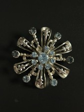Vintage Rhinestone Starburst Clip-On Earrings, Red & Clear Crystals, Gold Tone — listing 5
