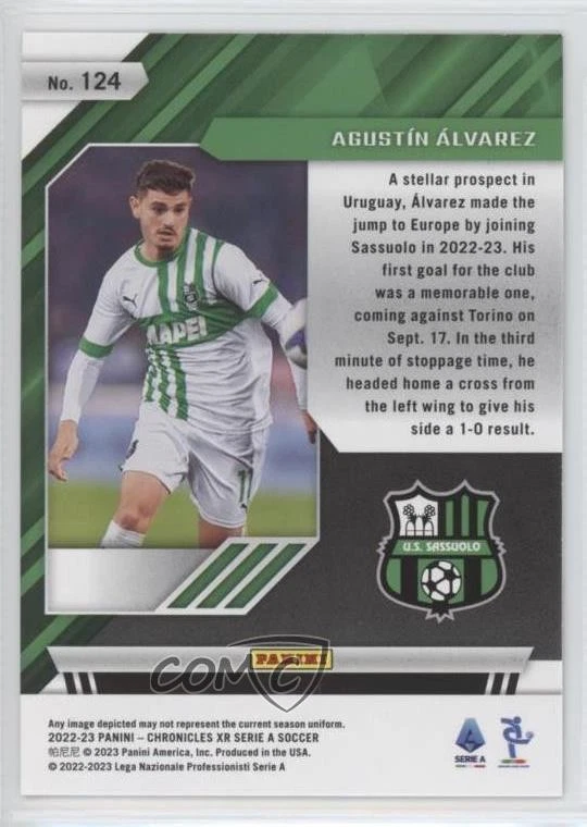 2022-23 Panini Chronicles Base Serie A Xr Agustin Alvarez #124 Rookie RC - Image 2 of 2