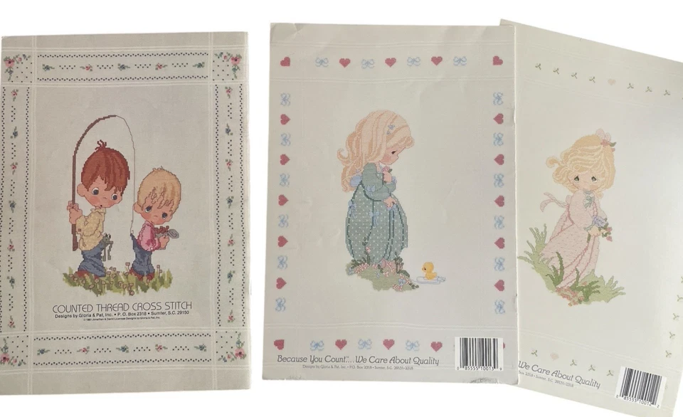 Lot of 3 Presious Moments Cross Stitch Booklets Gloria & Pat Designs PM 2 12 13 - Image 2 of 4