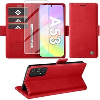 HandyhüLle Flip Case Wallet Leder Rot Mit Standfunktion FüR Galaxy A53 5G