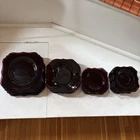 Vintage Hazel Atlas Amethyst Depression Glass Luncheon Plate Setting For 9 HTF