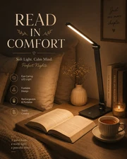LED Lampe de table USB Commande tactile rechargeable 5 Modes Eye Caring Desk Light