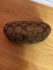 Coach Sunglass Case Brown Beige Holder Clamshell