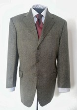 Superb Faconnable Men Green Herringbone Three Buttons Jacket 42 R Italy