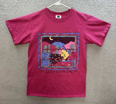 Vintage Kingstree Classic Shirt Adult Medium Pink Aztec Single Stitch Grunge 90s