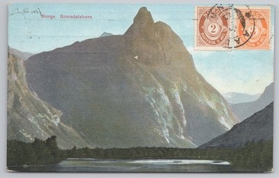 Romsdal Romsdalshorn Berggipfel Briefmarken vorne 1913 Mittet Postkarte
