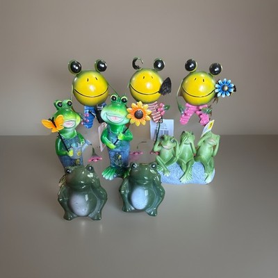 Lot Of 8 Frog Decorative Lawn And Garden Decorations