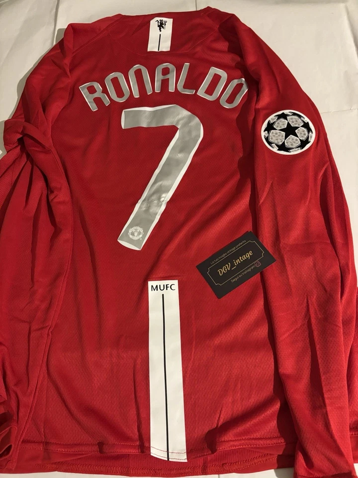 RONALDO 7 MANCHESTER UNITED 2007 2008 HOME MAGLIA JERSEY FINAL MOSCOW UCL - Immagine 2 di 2