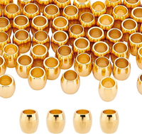 50 StüCk Barrel Spacer Perlen 6X6Mm Goldene EuropäIsche Perlen Edelstahl Zwische