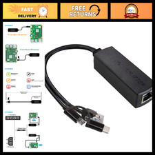 2-in-1 Gigabit PoE Splitter 5V 3A, PoE to USB C Micro USB Adapter, IEEE 802.3a