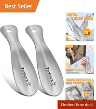 ZOMAKE Metal Shoe Horn, Small Travel Shoehorn for Men Women Kids,7.5'' 2 Pcs