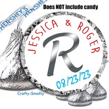 108 Personalized Monogram Wedding Shower fits Hershey Kisses Stickers Labels
