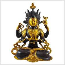 Avalokiteshvara Buddha Statue Messing braungold 39cm 7kg  Nepal Chenrezig Tara