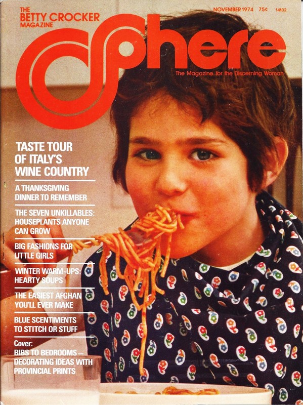 Vintage Betty Crocker Sphere Magazine Nov 1974. Unique recipes, crafts, articles