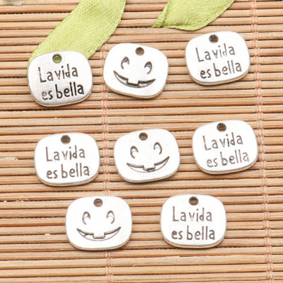40pcs tibetan silver color words smiled design  charms H0448