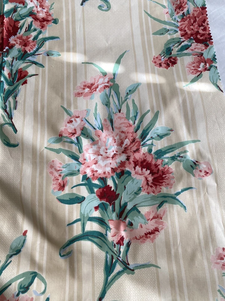 Vintage Duralee Fabric Sample 25” X 33” Chintz Floral Stripe - Image 2 of 4
