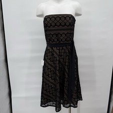 Ann Taylor Loft Black Lace Dress Strapless (Straps Included) Size 4 Whimsigoth