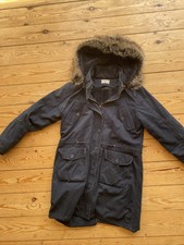 Hush Britt Parka 10 Faux Fur Hood Detachable Liner Padded Coat Cotton Navy £179