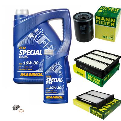 MANN Inspektionspaket 6 L MANNOL Special Plus 10W-30 für Mitsubishi Colt V 1300