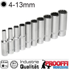 10-tlg Vielzahn Zwölfkant 12-Kant 1/4" Stecknuss Steckschlüssel Satz 4-13mm Lang