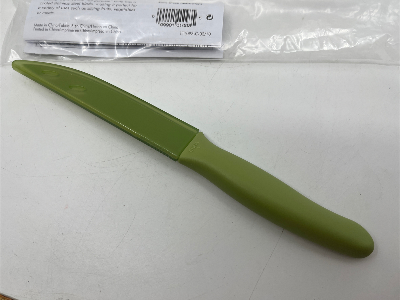 Pampered Chef Color Coated Utility Knife w/ Sleeve 1093 Retired Green