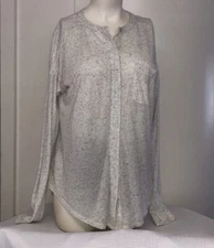 ANN TAYLOR LOFT Top Long Sleeve Button-Down Front Pocket Hi-Low Sz S