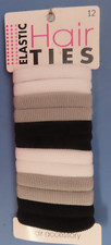 24 Elastic Hair Ties Hair Accessory Black, White, and Gray  HB517 NEW