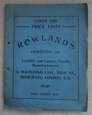 Leather Goods  catalogue  1930s  ROWLANDS  (Homerton) Ltd &  price listing