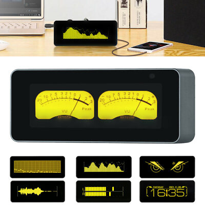 OLED Sound Level VU Meter Audio Spectrum Analyzer Digital Clock Home Decor