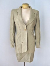 Vtg 80s 90s Giorgio Armani green 2-pc long jacket skirt career suit 42 or 8