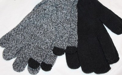 ''Tech Touch'' Men's Black Gray Gloves Size L/XL  2-Pc
