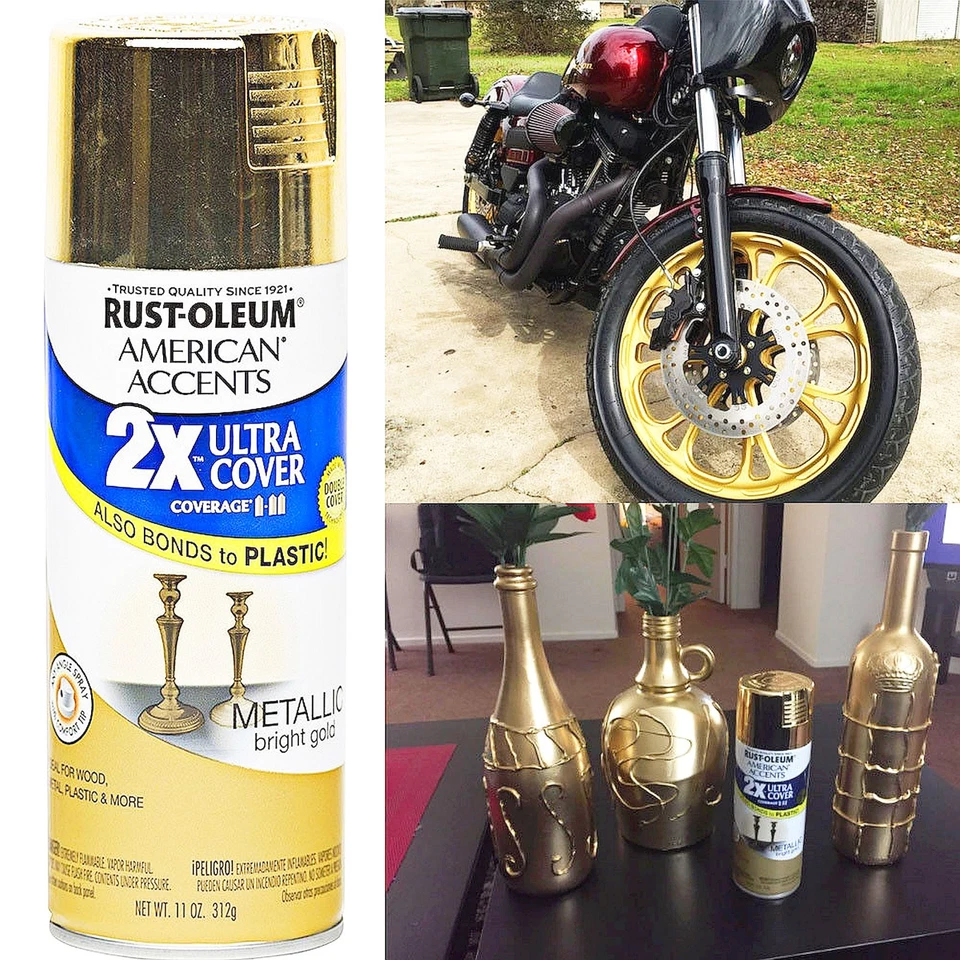 METALLIC GOLD spraY Paint &Primer Ultra Cover American Accents Rust-Oleum 327909 - Image 2 of 4