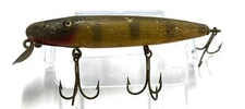 Shur Strike Pike Minnow Tack Eye Wood Vintage Crankbait Fishing Lure, Pike Scale