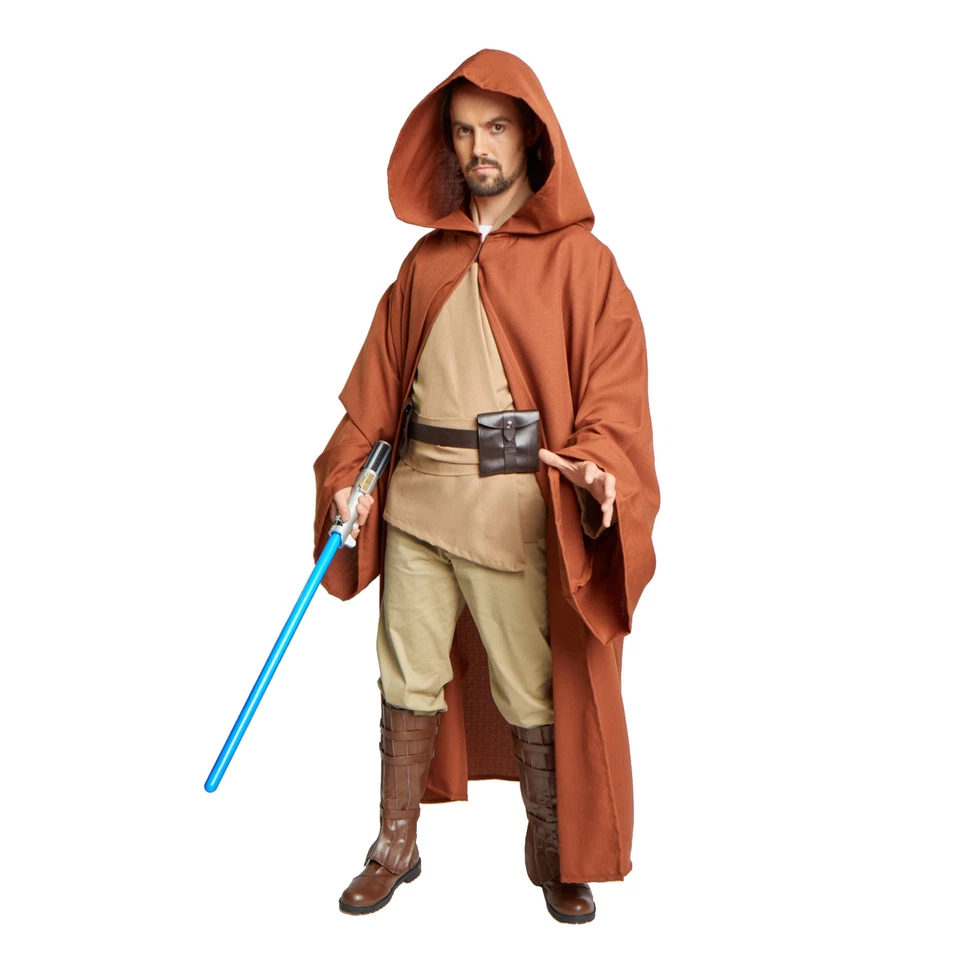 JEDI Obi Wan Wizard Costume STAR WARS CLOAK MONK Adult Robe Chocolate Brown - Image 4 of 4