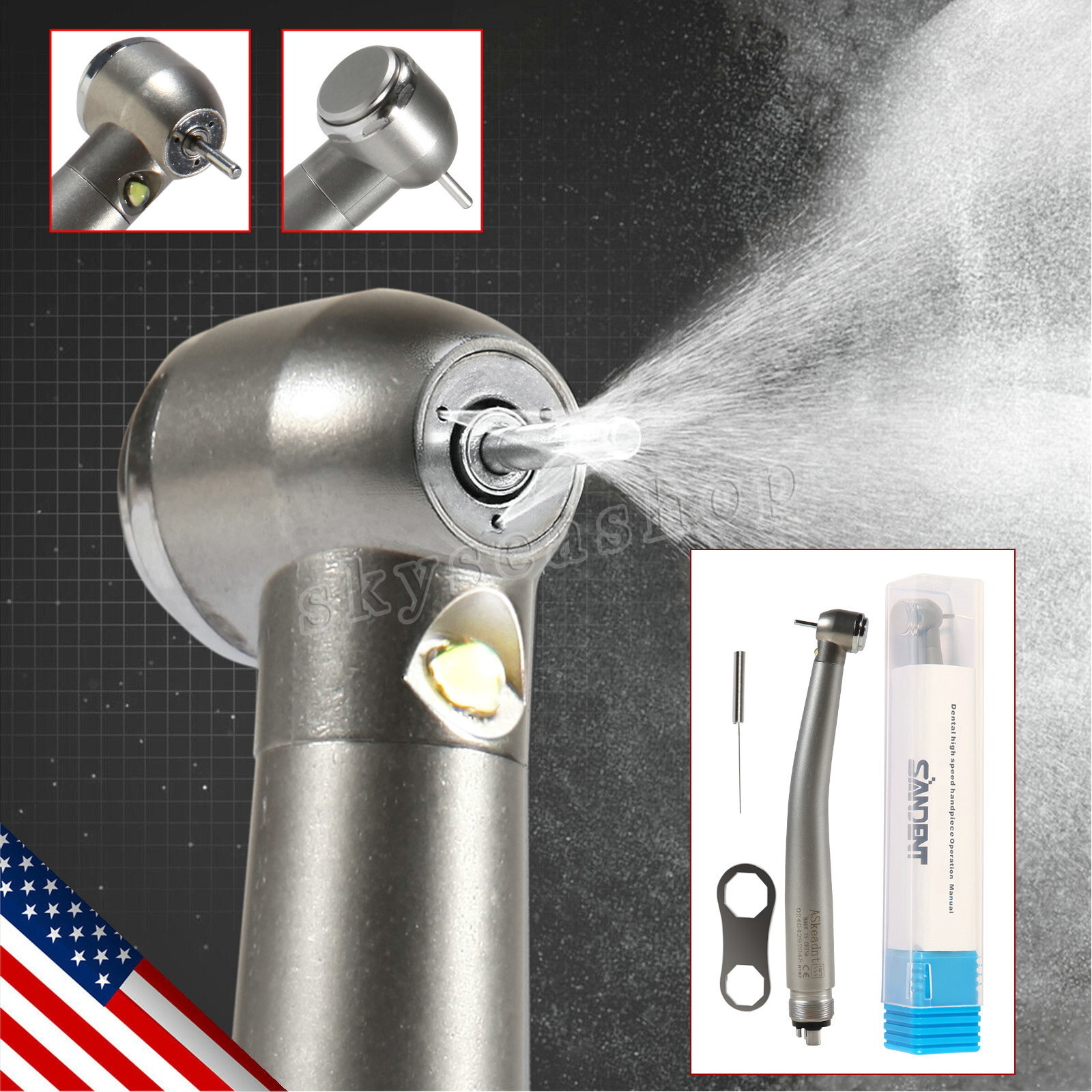KAV Style Dental Fiber Optic High Speed Turbine Handpiece LED E-generator 4Hole