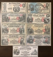 Reproduction Set 1875 Series National Banknotes $1-$1000 Read Full Description!!