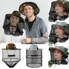 Mosquito Head Net Hat Safari Sun Bucket Hat with Net Mesh Outdoor Fishing Hiking