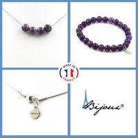 ParüRe Schmuck Armband Halskette 4 Perlen Amethyst 8 Mm. Kette In GrößE Person