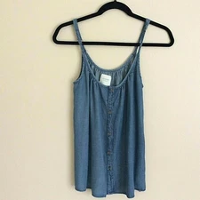 Harper Heritage Boho Soft Denim Loose Fitting Button Front Tank Women's Size XXS