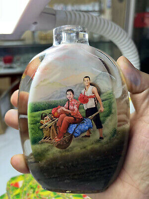 Buy Only One Chinese Natural Crystal Painting Tradition Married Figure Snuff Bottle