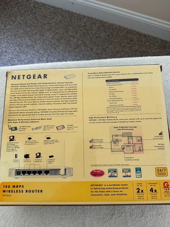 Netgear - WGT624 V3 - USED IN ORIGINAL BOX WITH CD/INSTRUCTIONS/POWER CABLE!!! - Image 3 of 4