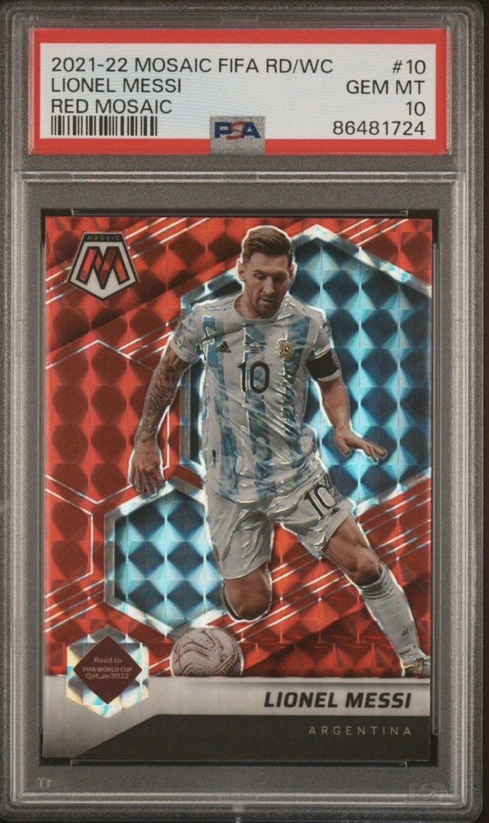 LIONEL MESSI 2021-22 Mosaic FIFA World Cup Red Mosaic - PSA LIONEL MESSI 2021-22 Mosaic FIFA World Cup Red Mosaic - PSA