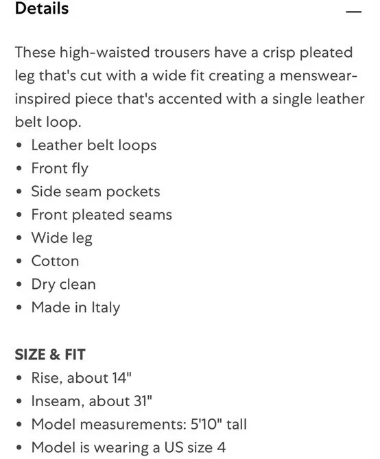 Pantalone Loewe plissettato gamba larga popeline taglia 38 4 $995