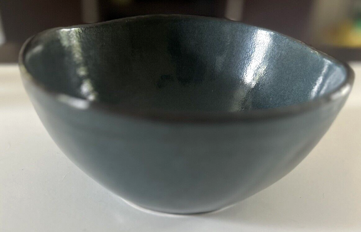 Fortessa Stoneware Ston Twilight Rice Bowl Aprx Black Rim Boho Ceramic