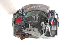 Vtg 1986 "Siskiyou Buckle Co." North Carolina Dixie Civil War Theme Epoxy Colors