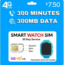 Jolt Mobile AT&T Smart Watch SIM Card for Kids Senior 5G 4G LTE Smartwatch Plan 