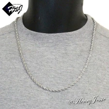 24"MEN's Stainless Steel 3.5mm Silver Smooth Rope Chain Necklace 