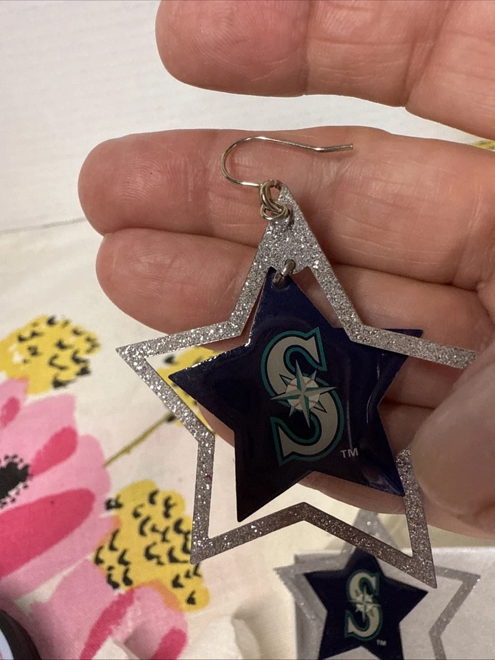 MLB Seattle Mariners baseball sports dangle Star Shaped earrings. - Image 4 of 4