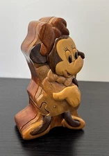 Disney Minnie Mouse 6.5” wooden puzzle trinket box Rare! See Pictures